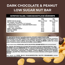 Lade das Bild in den Galerie-Viewer, #WEGAIN Dark Chocolate & Peanut Low Sugar Nut Bar 40g - Tray a 12 Riegel