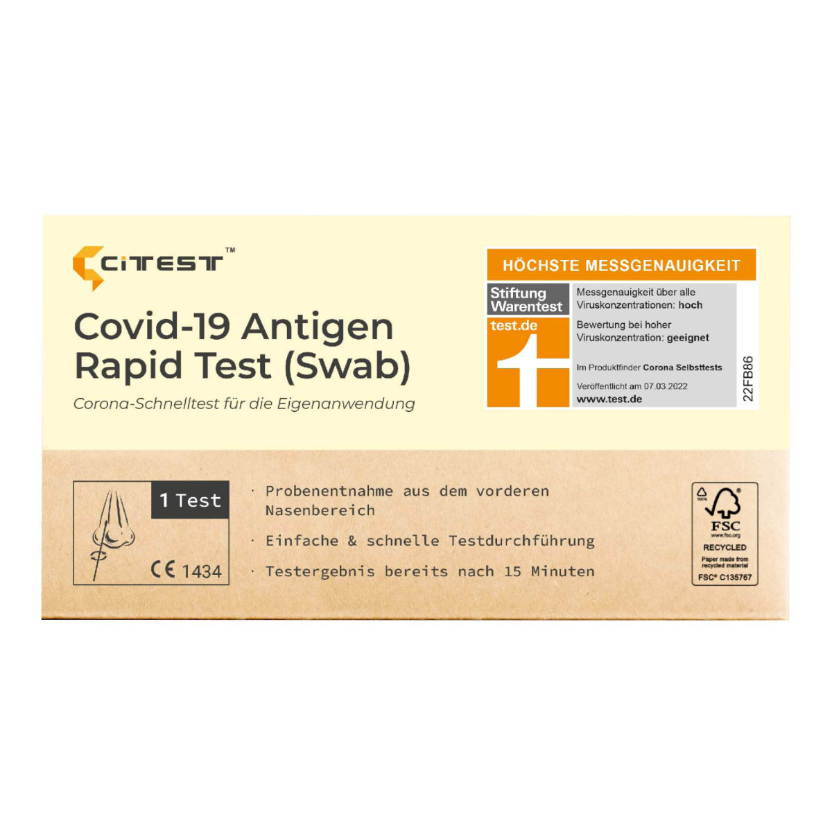 Citest Diagnostics Schnelltest (Einzeln verpackt. 20er Box)