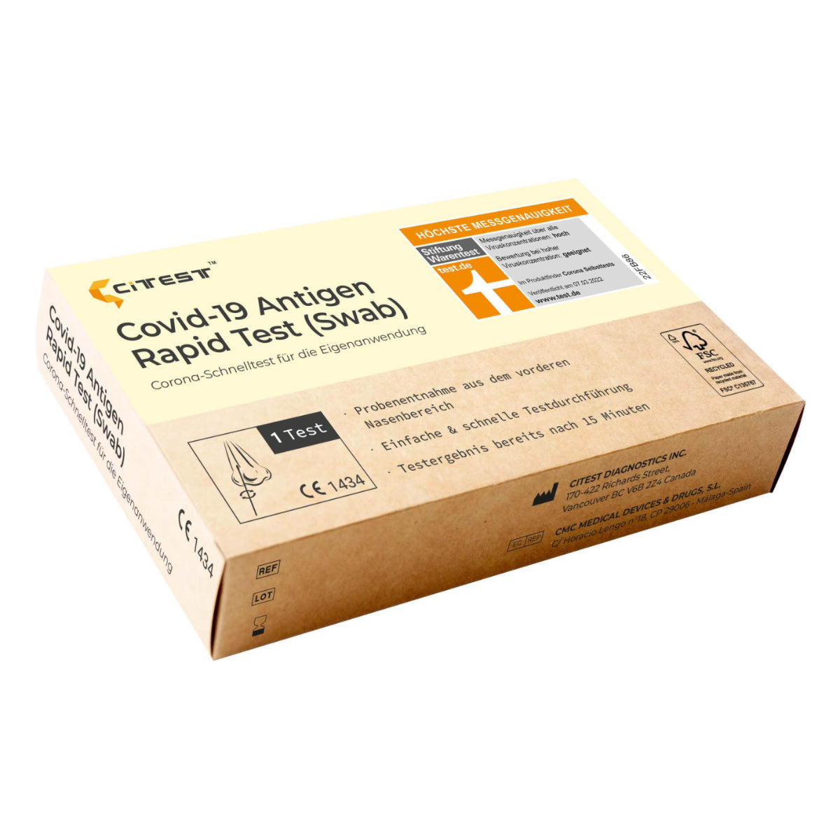 Citest Diagnostics Schnelltest (Einzeln verpackt. 20er Box)