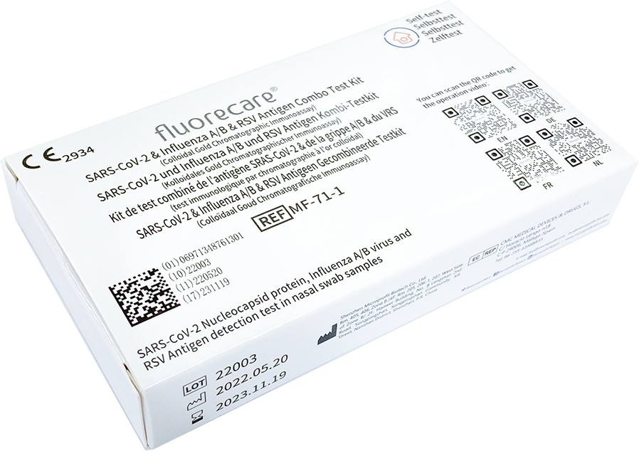 fluorecare SARS-CoV-2 & Influenza A/B & RSV Antigen Kombi-Testkit